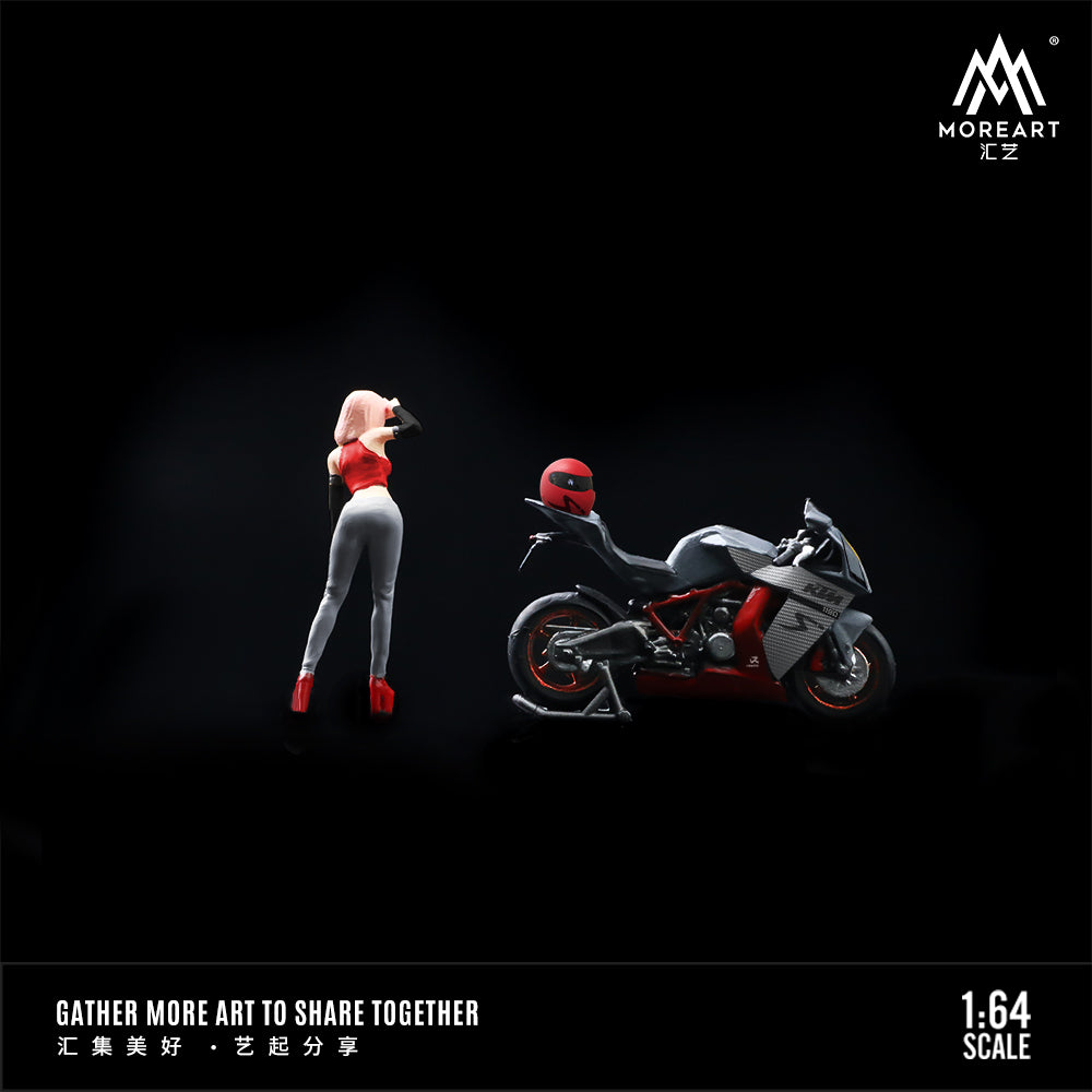 MoreArt 1:64 KTM Fashionable Beauties Red Motorcycle Doll Set (1 Motorcycle + 1 Figure)