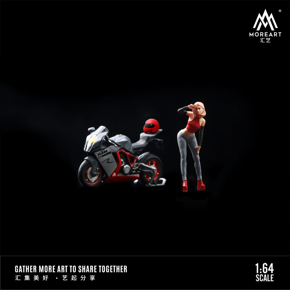 MoreArt 1:64 KTM Fashionable Beauties Red Motorcycle Doll Set (1 Motorcycle + 1 Figure)