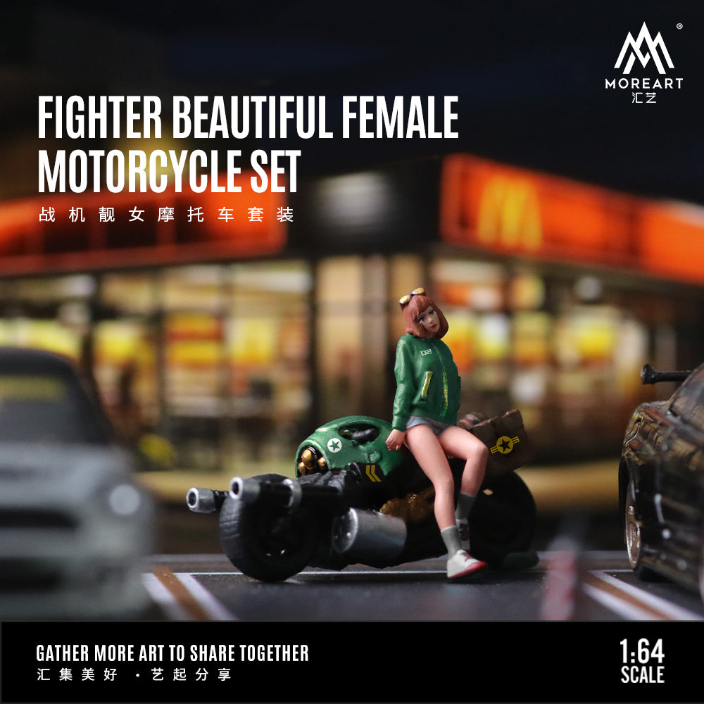 MoreArt 1:64 Fighter Beauty Motorcycle Doll Set (1 Motorcycle + 1 Figure)