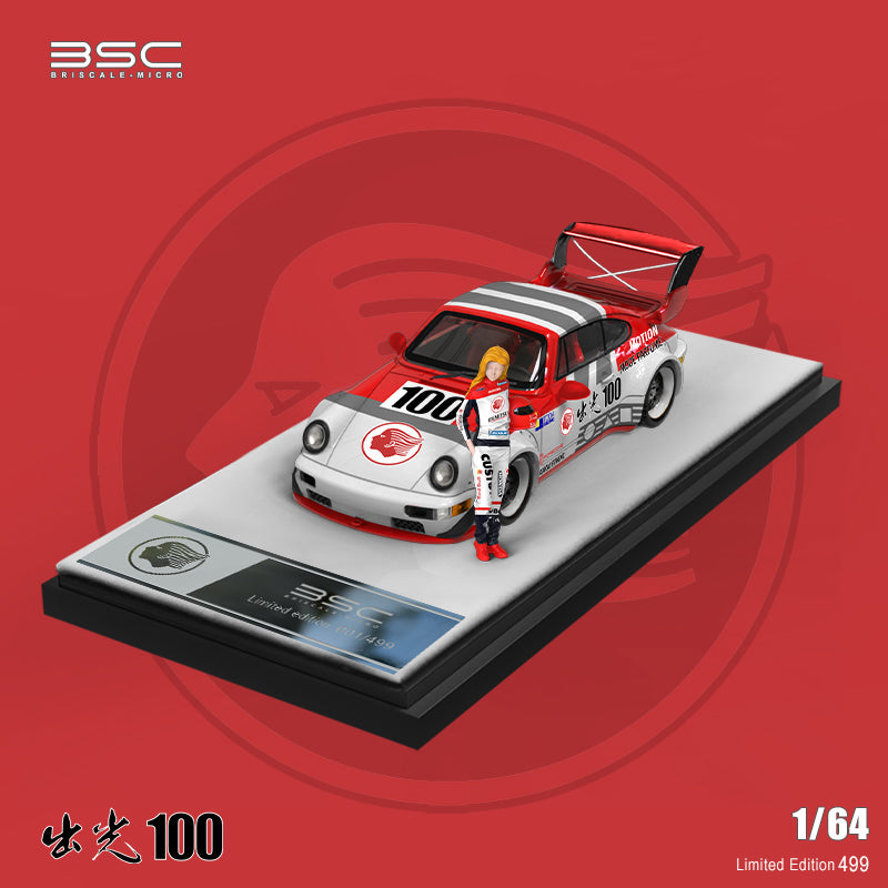 BSC 1:64 Porsche RWB 964 Idemitsu 100 Edition with Model Girl Figure