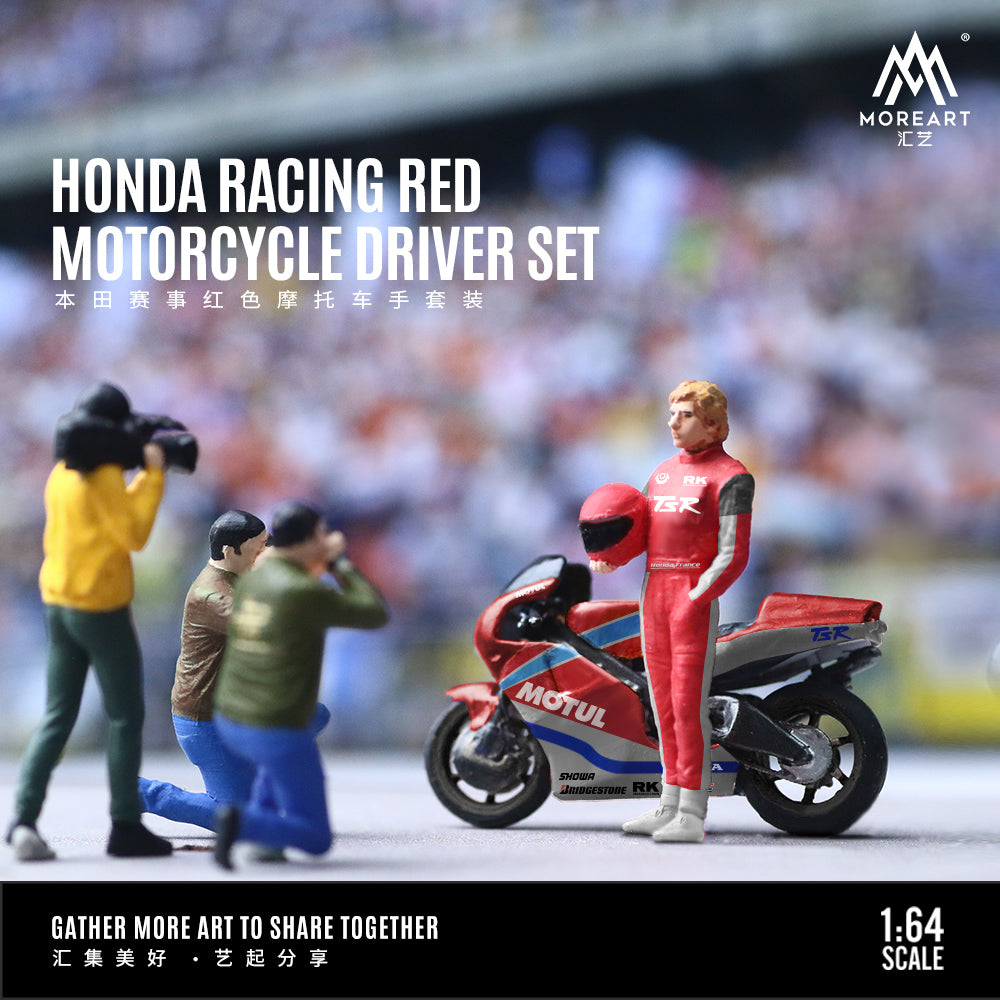 MoreArt 1:64 Honda Racing Red Motorcycle Driver Doll Set (1 Motorcycle + 1 Figure)
