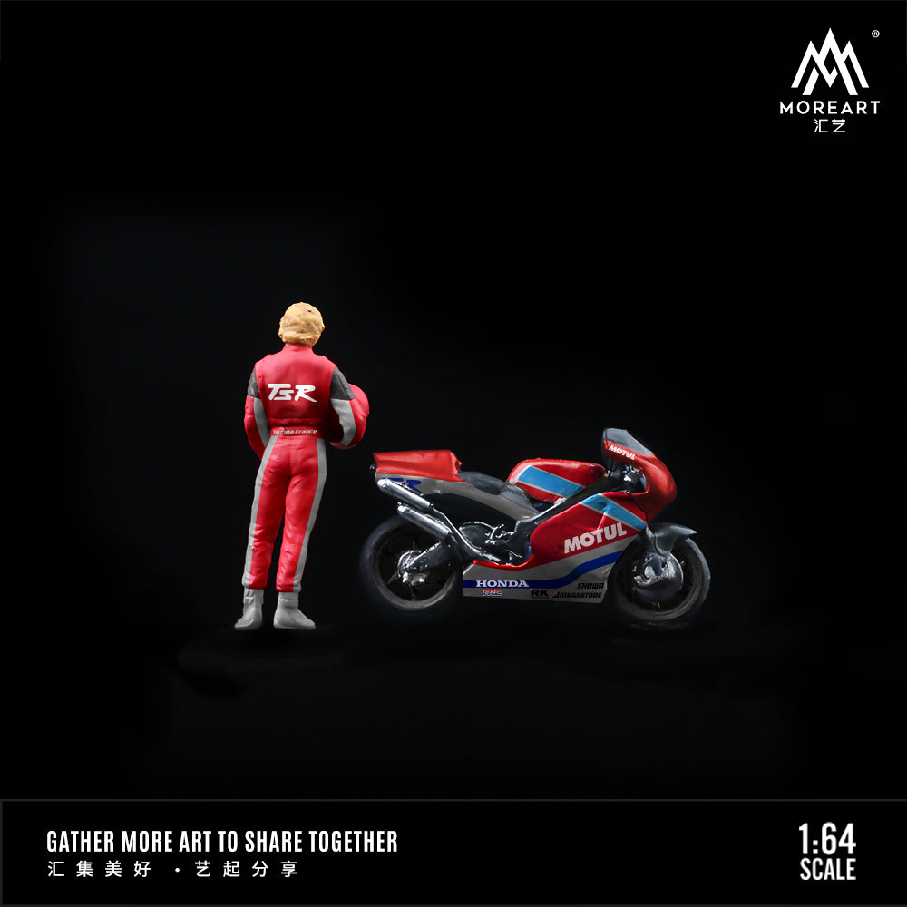 MoreArt 1:64 Honda Racing Red Motorcycle Driver Doll Set (1 Motorcycle + 1 Figure)