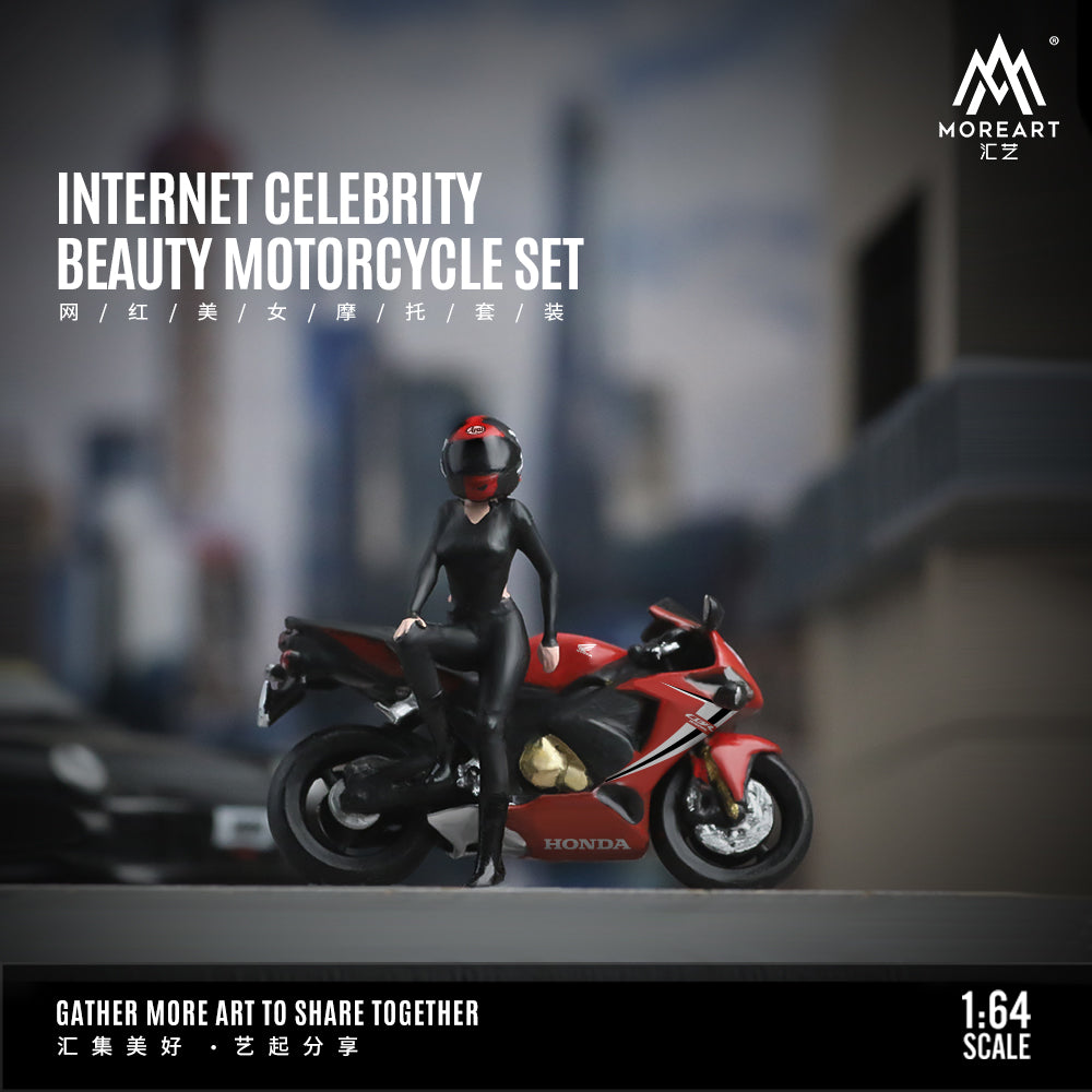 MoreArt 1:64 Honda Internet Celebrity Beauty Motorcycle Doll Set (1 Motorcycle + 1 Figure)