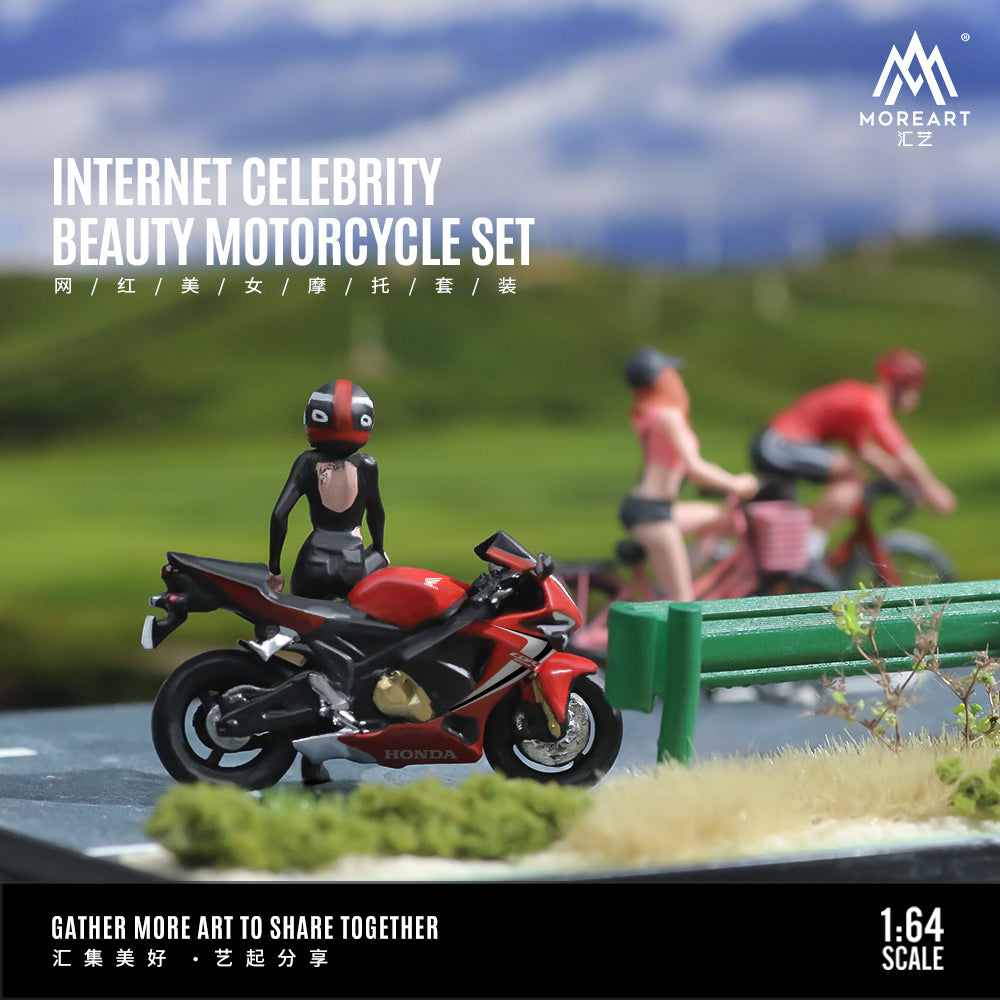 MoreArt 1:64 Honda Internet Celebrity Beauty Motorcycle Doll Set (1 Motorcycle + 1 Figure)