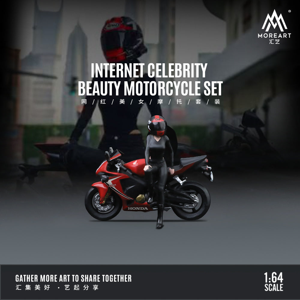 MoreArt 1:64 Honda Internet Celebrity Beauty Motorcycle Doll Set (1 Motorcycle + 1 Figure)