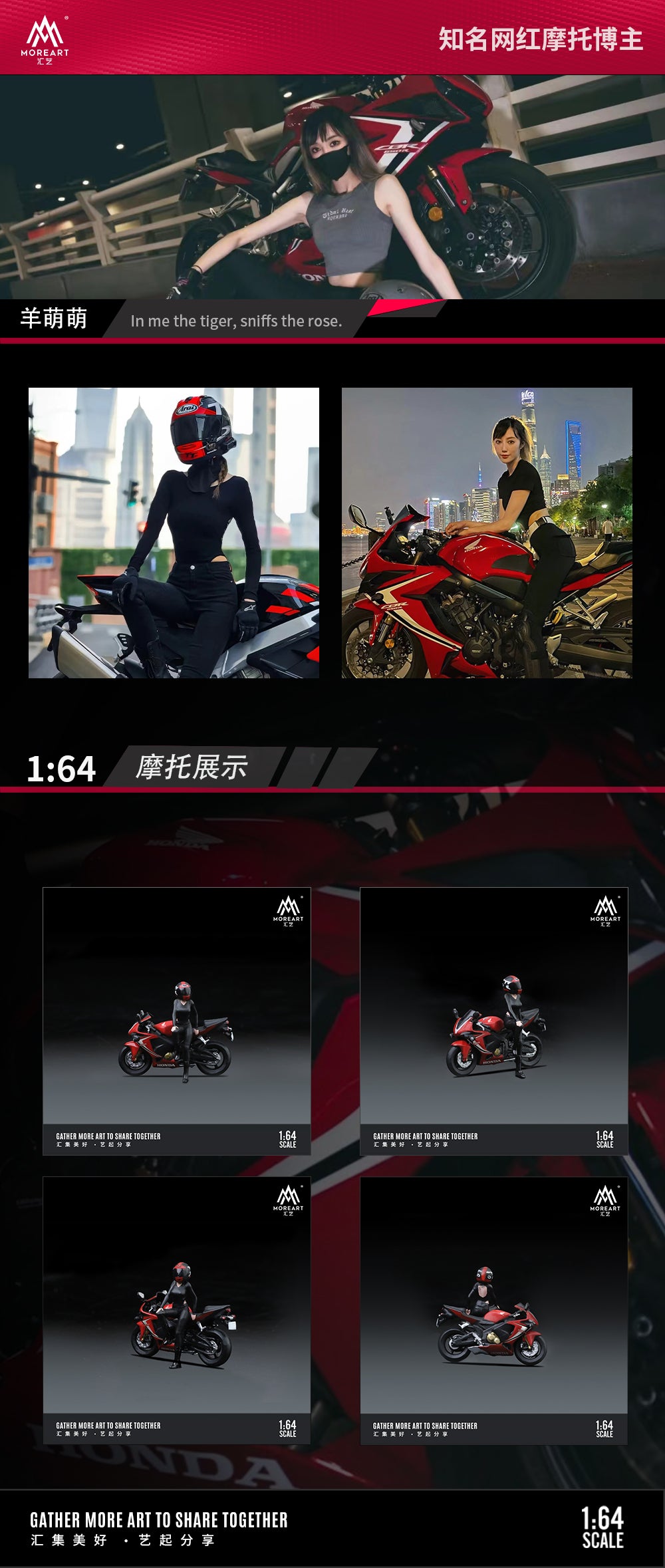 MoreArt 1:64 Honda Internet Celebrity Beauty Motorcycle Doll Set (1 Motorcycle + 1 Figure)