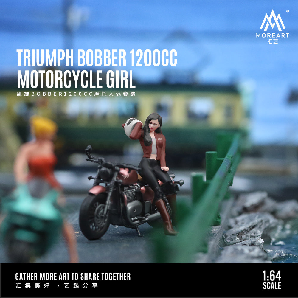 MoreArt 1:64 Triumph Bobber 1200CC Motorcycle with Girl Set (1 Resin Motorcycle + 1 Model Girl Figure)