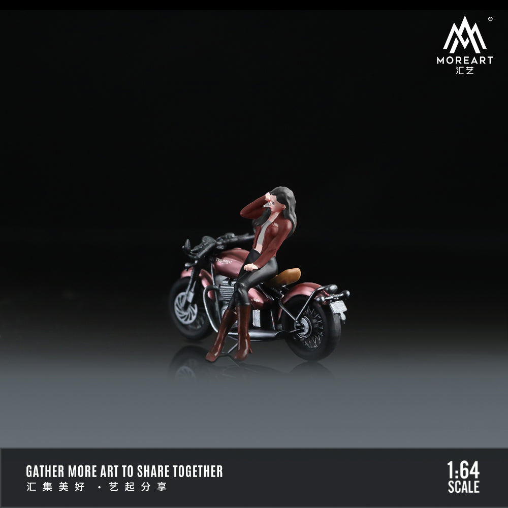 MoreArt 1:64 Triumph Bobber 1200CC Motorcycle with Girl Set (1 Resin Motorcycle + 1 Model Girl Figure)