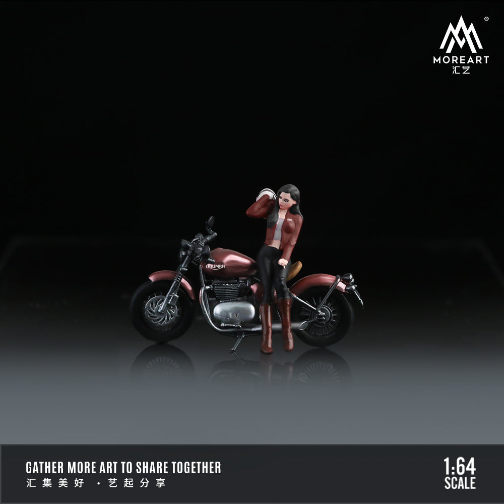 MoreArt 1:64 Triumph Bobber 1200CC Motorcycle with Girl Set (1 Resin Motorcycle + 1 Model Girl Figure)