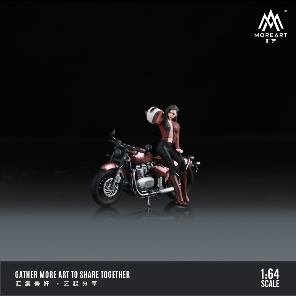 MoreArt 1:64 Triumph Bobber 1200CC Motorcycle with Girl Set (1 Resin Motorcycle + 1 Model Girl Figure)