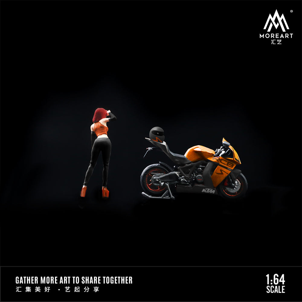 MoreArt 1:64 KTM 1190 Adventure Orange and Black Motorcycle Doll Figure Set (1 Motorcycle + 1 Figure)
