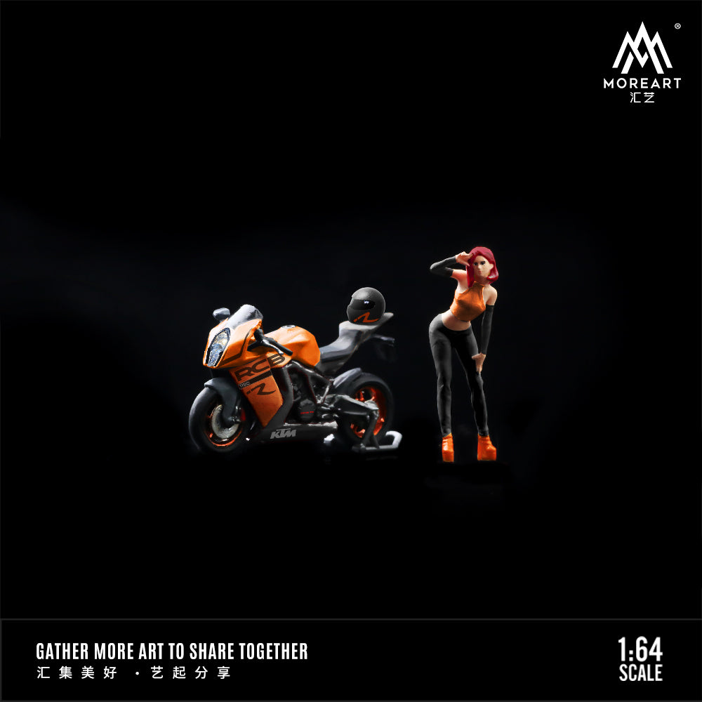 MoreArt 1:64 KTM 1190 Adventure Orange and Black Motorcycle Doll Figure Set (1 Motorcycle + 1 Figure)