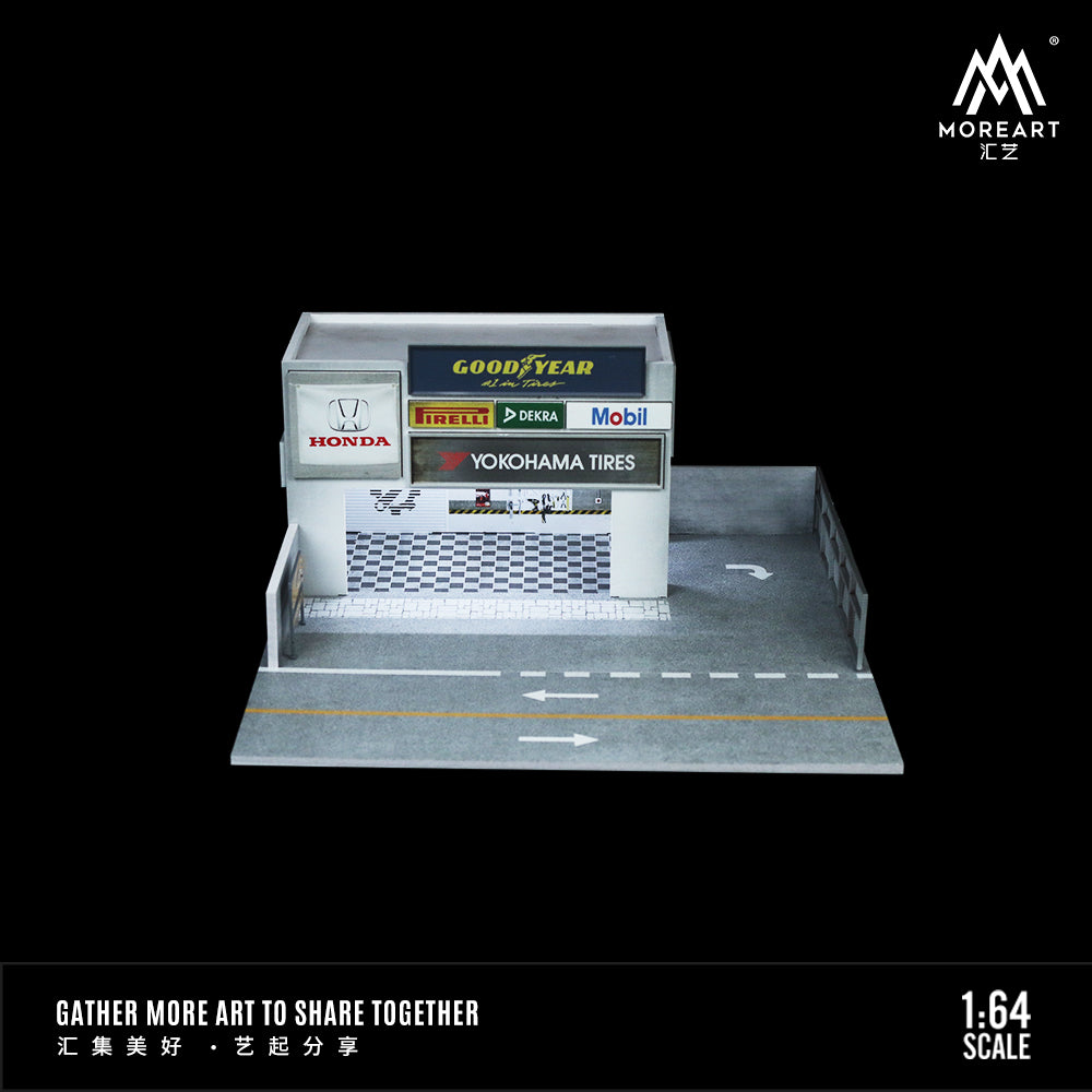 MoreArt 1:64 Car Modification Shop Building Model LED Light Diorama