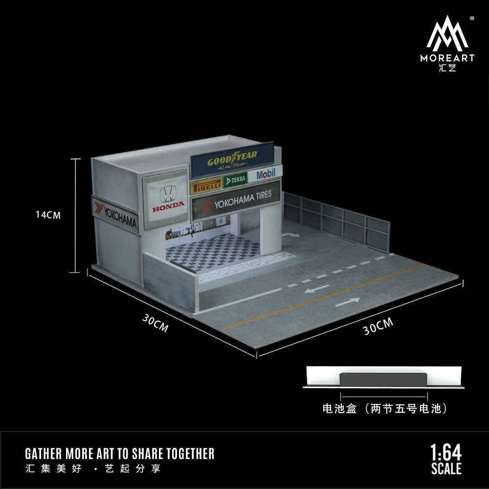 MoreArt 1:64 Car Modification Shop Building Model LED Light Diorama