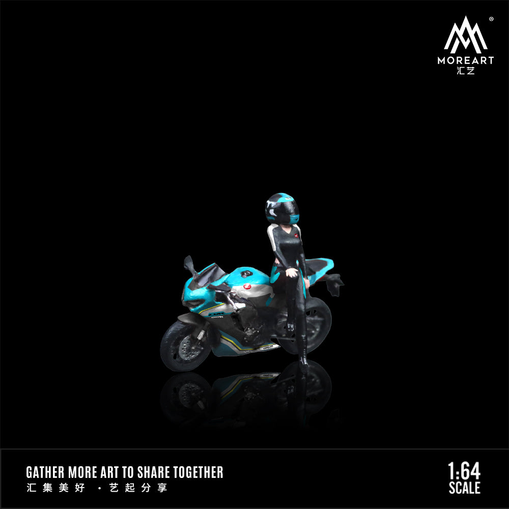 MoreArt 1:64 Honda CBR 1000RR Blue Floral Motorcycle Doll Set (1 Motorcycle + 1 Figure)