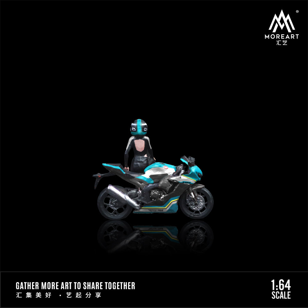 MoreArt 1:64 Honda CBR 1000RR Blue Floral Motorcycle Doll Set (1 Motorcycle + 1 Figure)