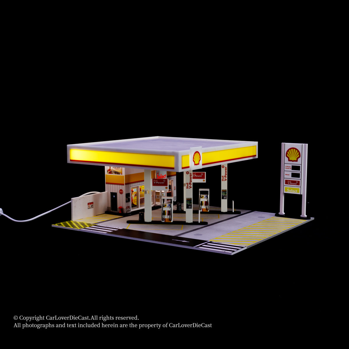 G-Fans 1:64 Shell Gas Station Architectural Scene Model LED Light Diorama