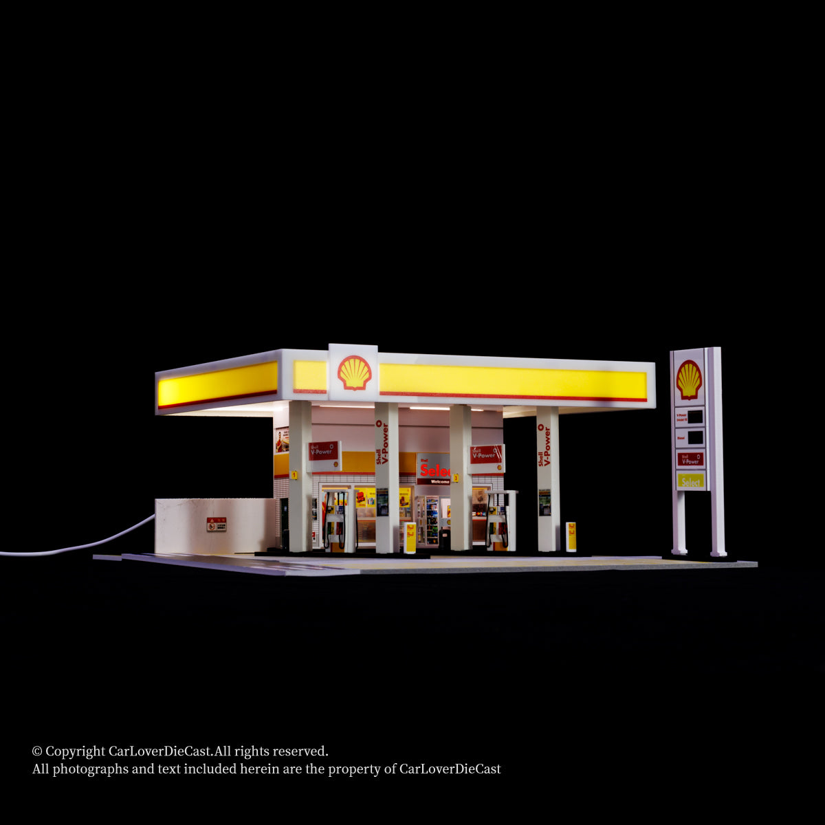 G-Fans 1:64 Shell Gas Station Architectural Scene Model LED Light Diorama