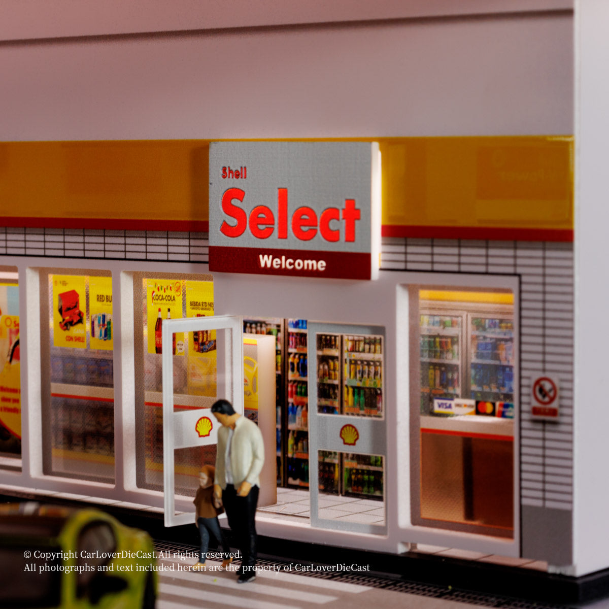 G-Fans 1:64 Shell Gas Station Architectural Scene Model LED Light Diorama
