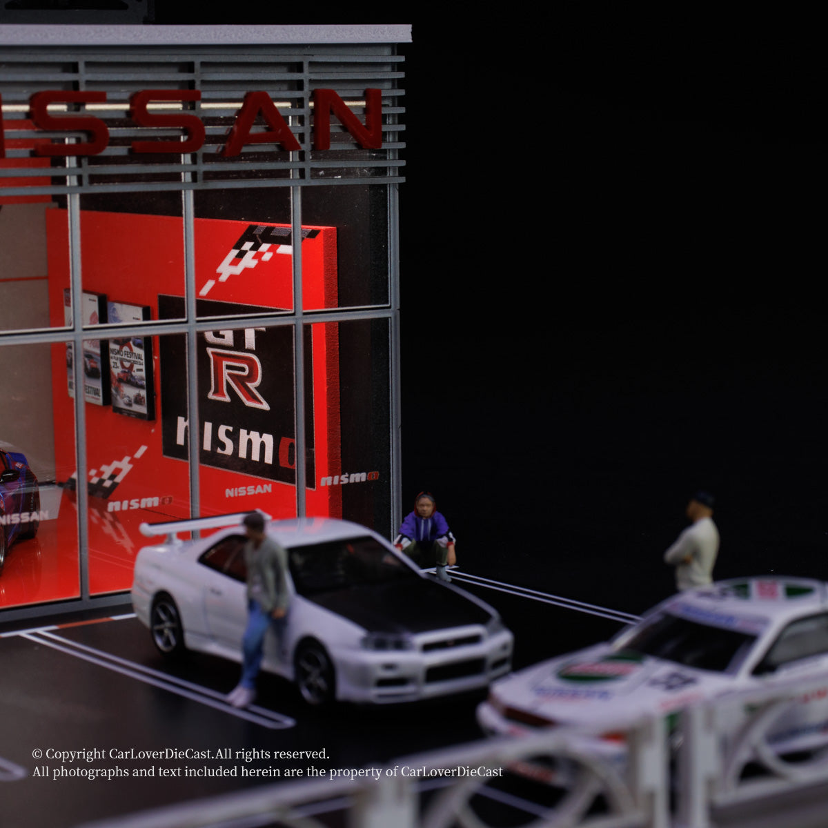 G-Fans 1:64 Nissan NISMO Architectural Scene Model LED Light Diorama with Car Parking Lot