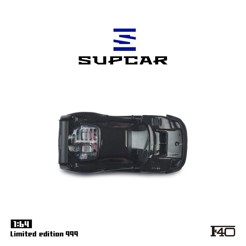 Supcar 1:64 Ferrari F40 Black Carbon in Premium Box Packaging