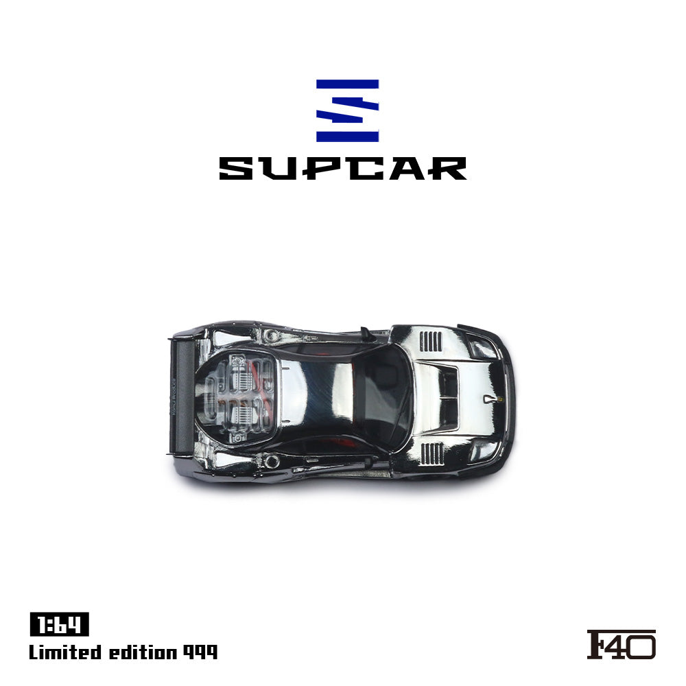 Supcar 1:64 Ferrari F40 Chrome Silver in Premium Box Packaging