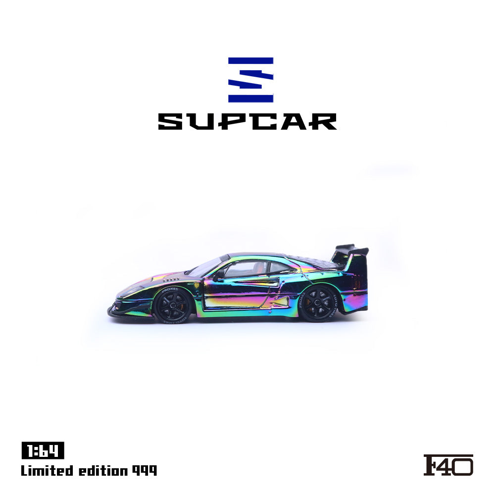 Supcar 1:64 Ferrari F40 Chrome Chameleon Colours in Premium Box Packaging