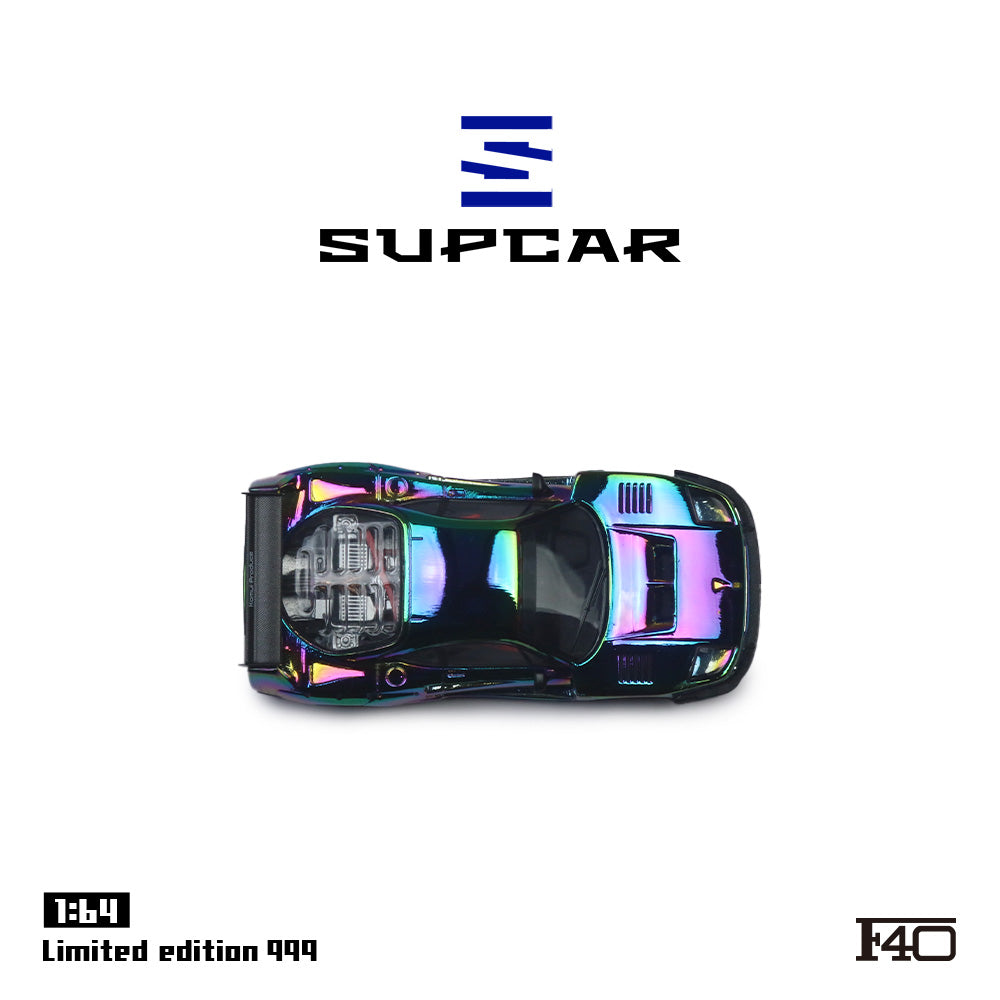 Supcar 1:64 Ferrari F40 Chrome Chameleon Colours in Premium Box Packaging