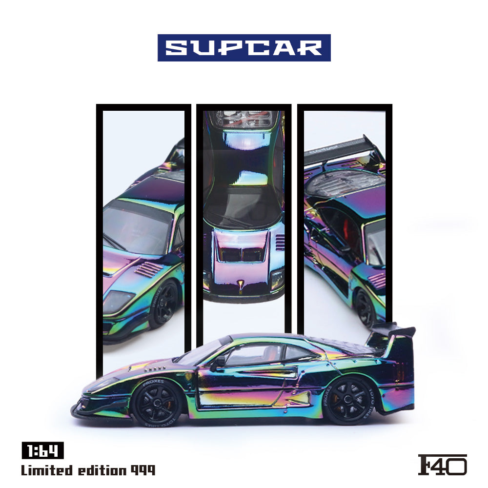 Supcar 1:64 Ferrari F40 Chrome Chameleon Colours in Premium Box Packaging
