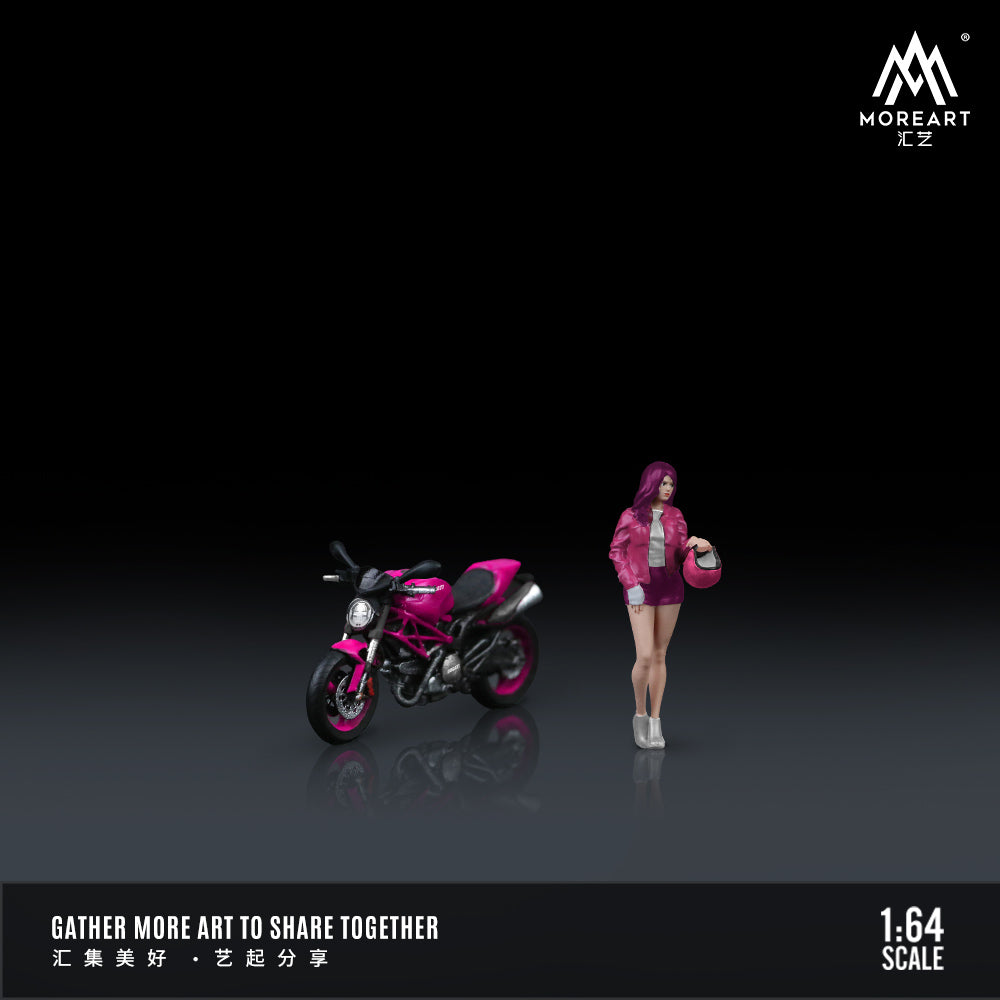 MoreArt 1:64 Ducati Monster 696 Pink Girl Motorcycle Doll Set (1 Motorcycle + 1 Figure)