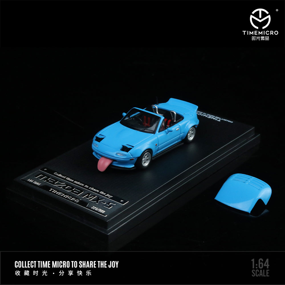Time Micro 1:64 Mazda MX5 MX-5 Blue Foldable Head Lights Removable Roof