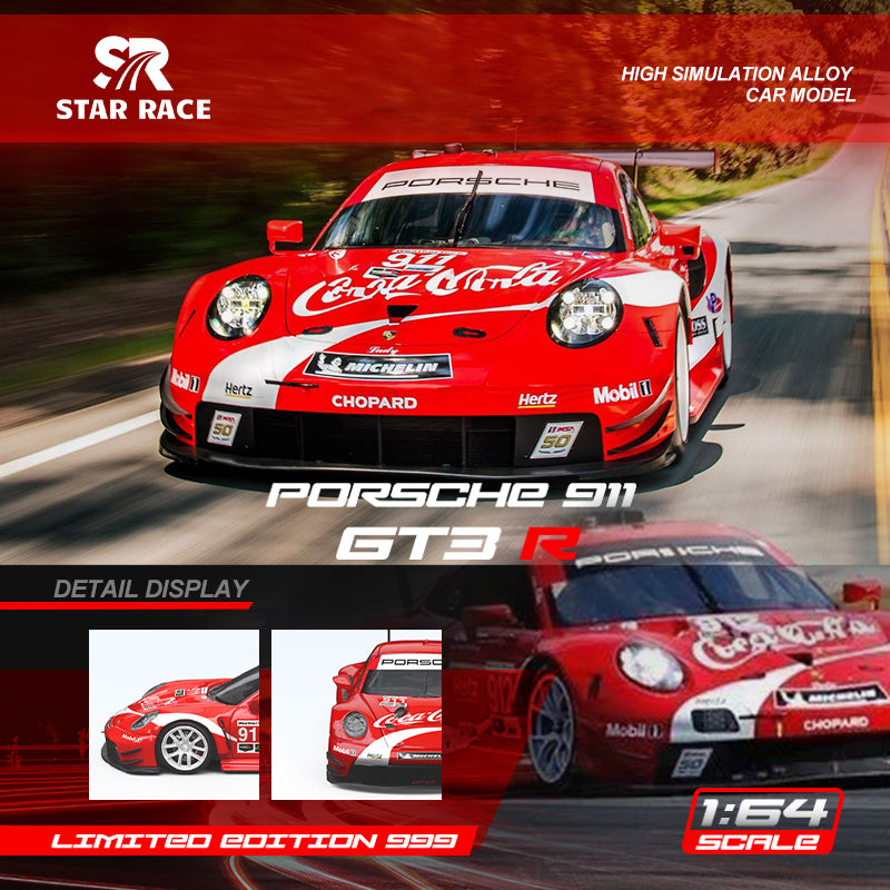 Star Race 1:64 Porsche 911 GT3 Coca Cola Red Edition with Driver Model Figure