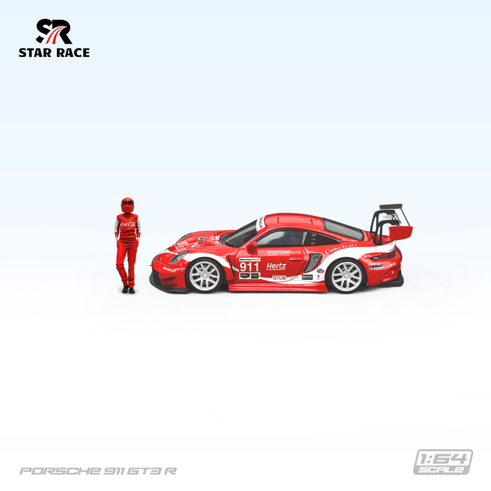 Star Race 1:64 Porsche 911 GT3 Coca Cola Red Edition with Driver Model Figure