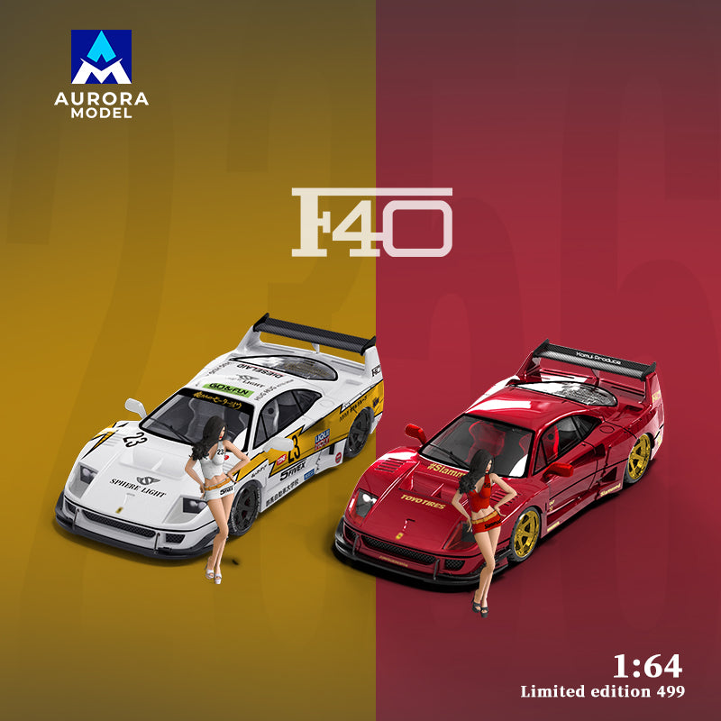 Aurora Model 1:64 Ferrari F40 Flash #23 with Model Girl Figure