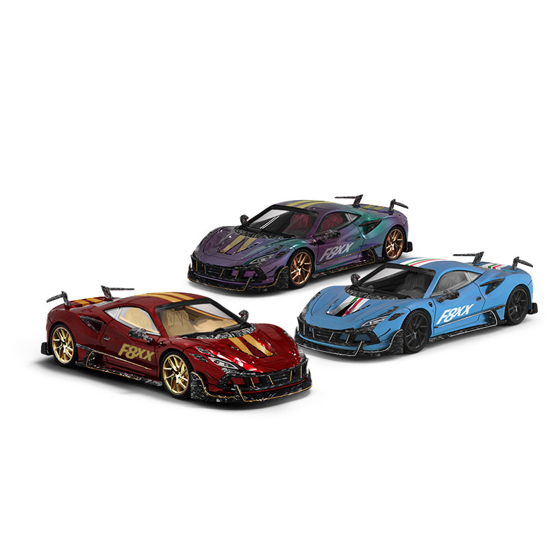 Aurora Model 1:64 Ferrari F8 F8XX Mansory Custom Baby Blue with Model Girl Figure