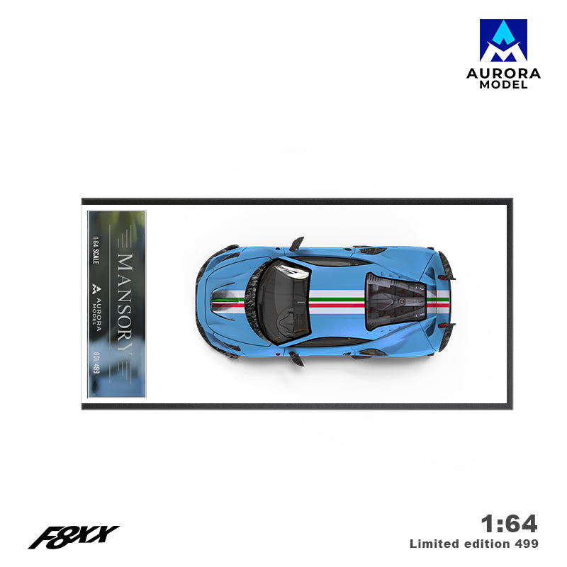 Aurora Model 1:64 Ferrari F8 F8XX Mansory Custom Baby Blue