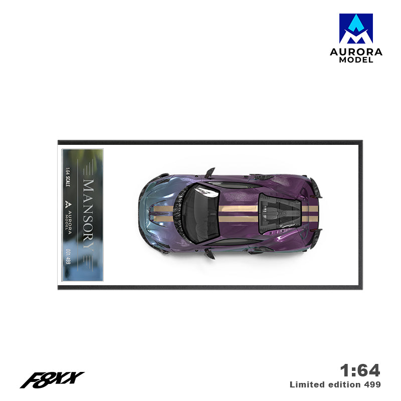 Aurora Model 1:64 Ferrari F8 F8XX Mansory Custom Metallic Chameleon Colours with Model Girl Figure