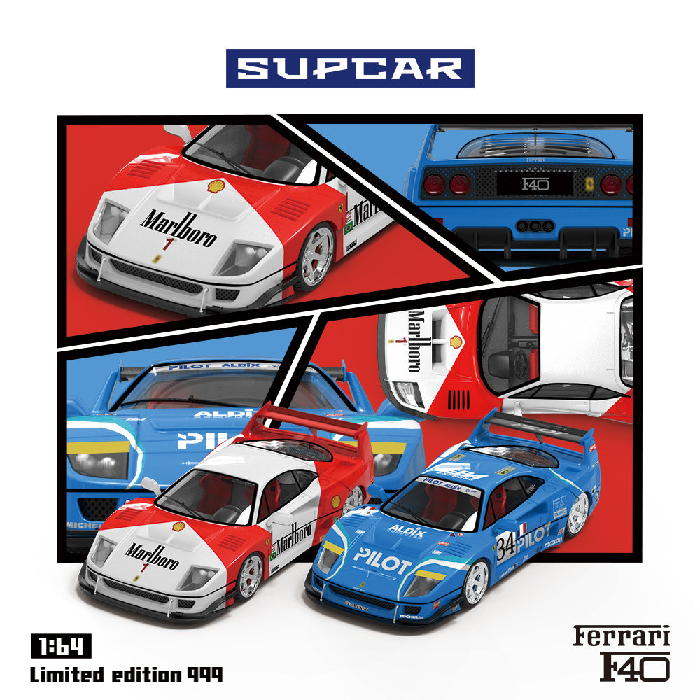Supcar 1:64 Ferrari F40 Pilot Blue Edition in Premium Box Packaging
