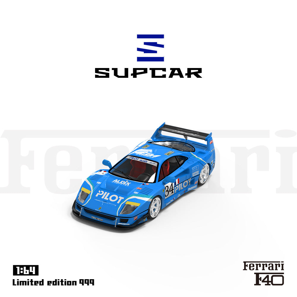 Supcar 1:64 Ferrari F40 Pilot Blue Edition in Premium Box Packaging