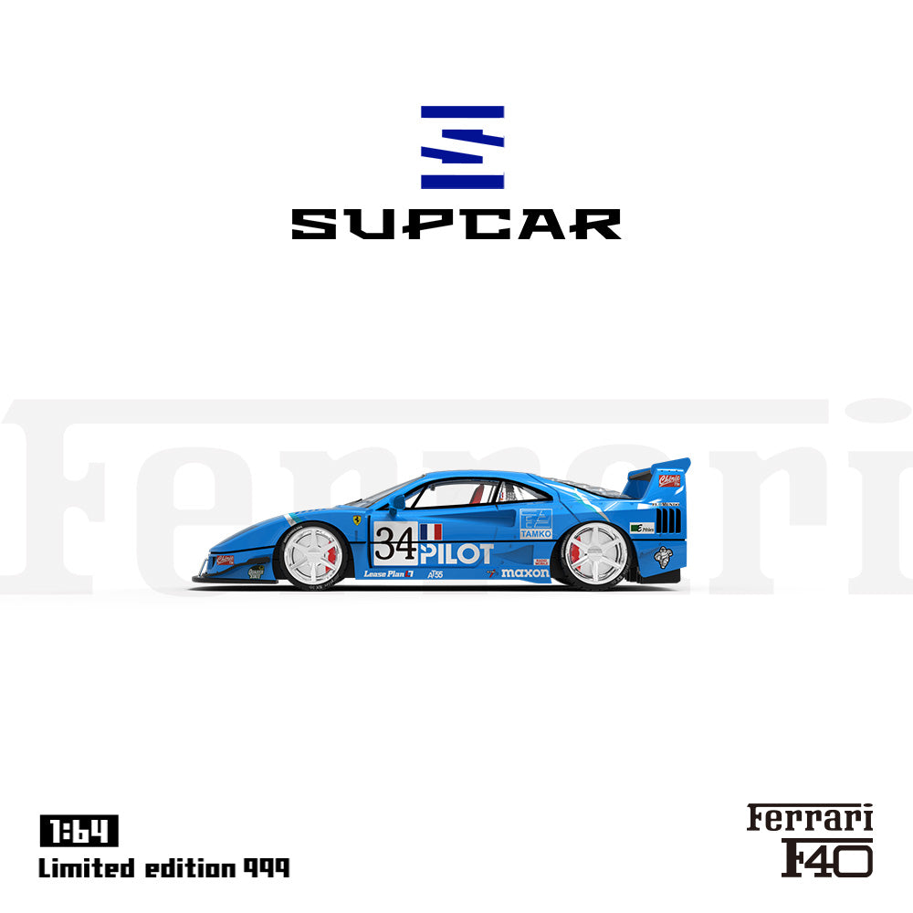 Supcar 1:64 Ferrari F40 Pilot Blue Edition in Premium Box Packaging