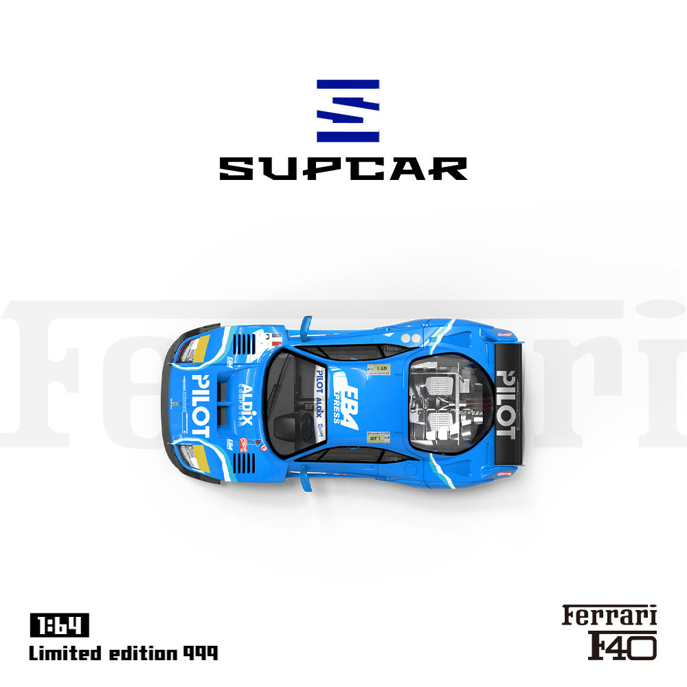 Supcar 1:64 Ferrari F40 Pilot Blue Edition in Premium Box Packaging