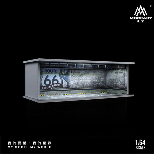 MoreArt 1/64 Car Park Garage Diorama with LED Light- Route 66 Car Park (60)
