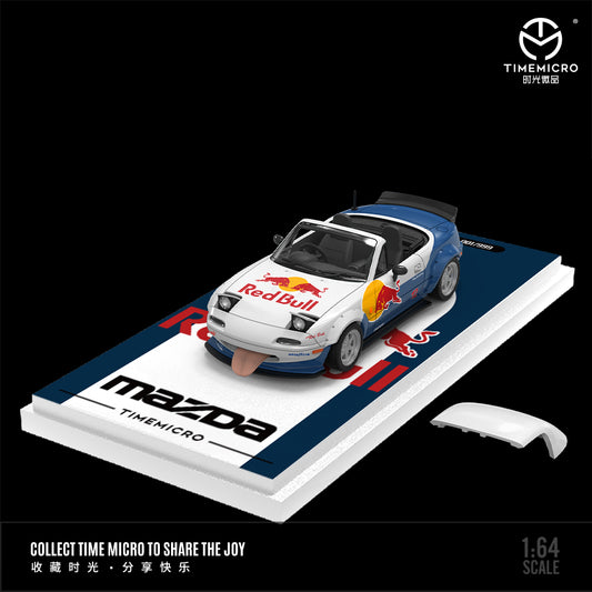 Time Micro 1:64 Mazda MX5 MX-5 Foldable Head Lights Removable Roof Red Bull Edition