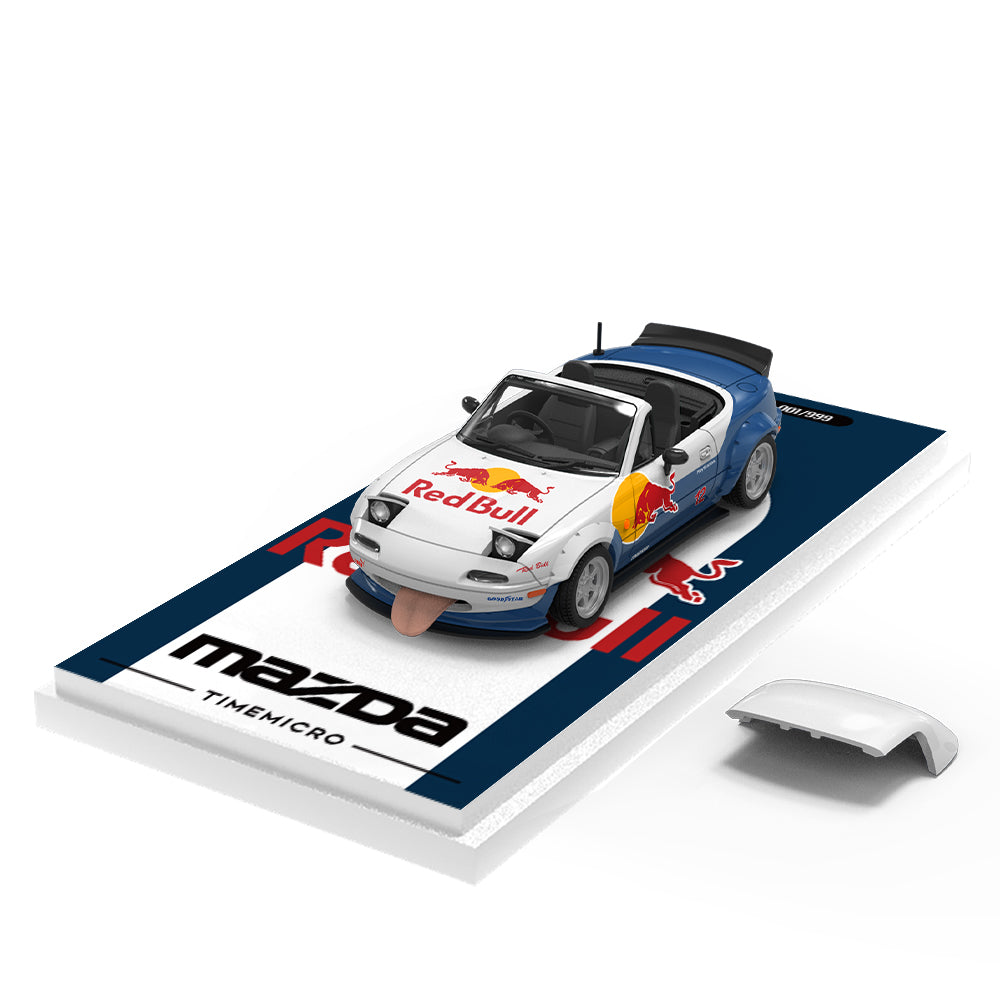 Time Micro 1:64 Mazda MX5 MX-5 Foldable Head Lights Removable Roof Red Bull Edition