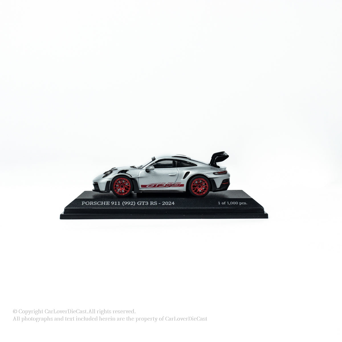 MINICHAMPS 1:64 PORSCHE 911 (992) GT3 RS - 2024 - GREY METALLIC W RED DECOR - EXCLUSIVE FOR CLDC