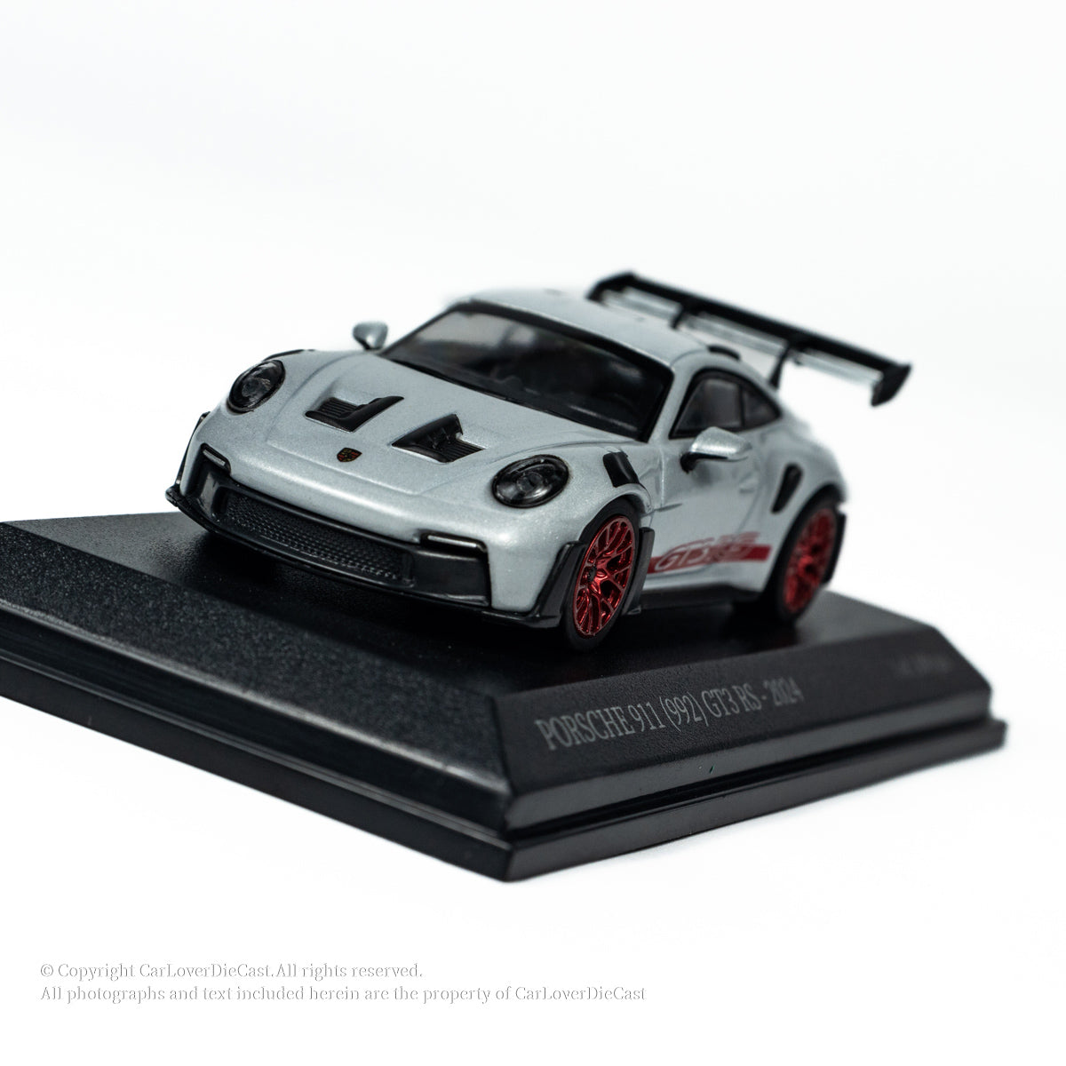 MINICHAMPS 1:64 PORSCHE 911 (992) GT3 RS - 2024 - GREY METALLIC W RED DECOR - EXCLUSIVE FOR CLDC