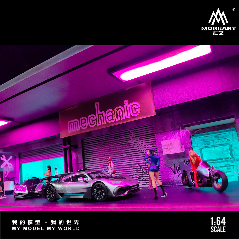 MoreArt 1:64 Cyberpunk Series 02 Diorama Green and Purple LED Light