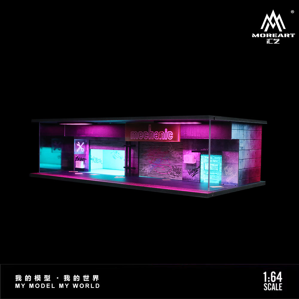 MoreArt 1:64 Cyberpunk Series 02 Diorama Green and Purple LED Light