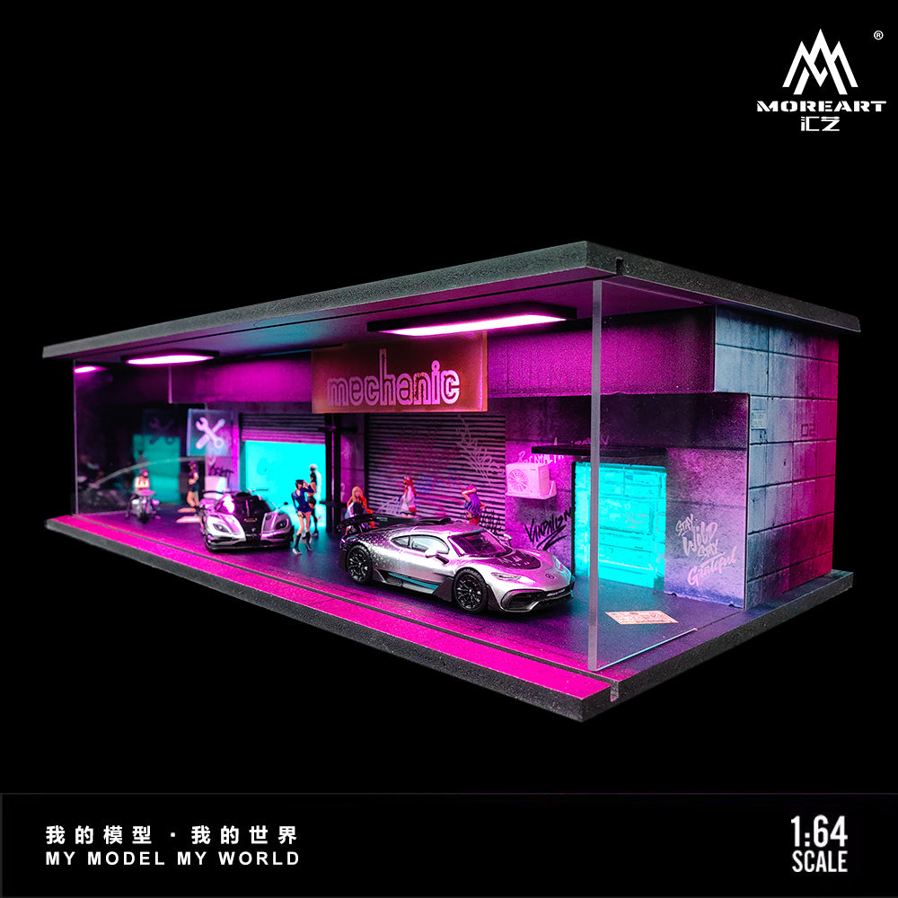 MoreArt 1:64 Cyberpunk Series 02 Diorama Green and Purple LED Light