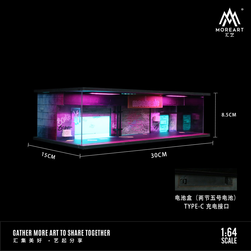 MoreArt 1:64 Cyberpunk Series 02 Diorama Green and Purple LED Light